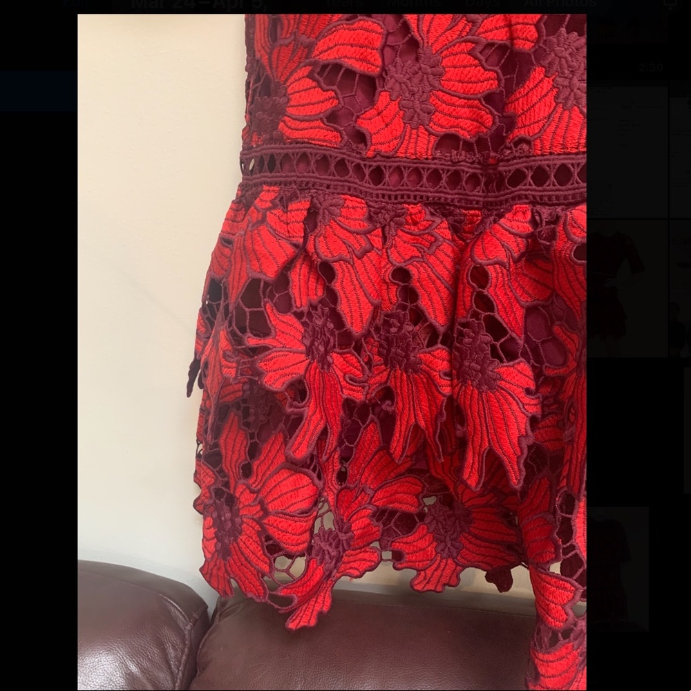 Lace Red Ruffle Dress - Picture 5 of 7
